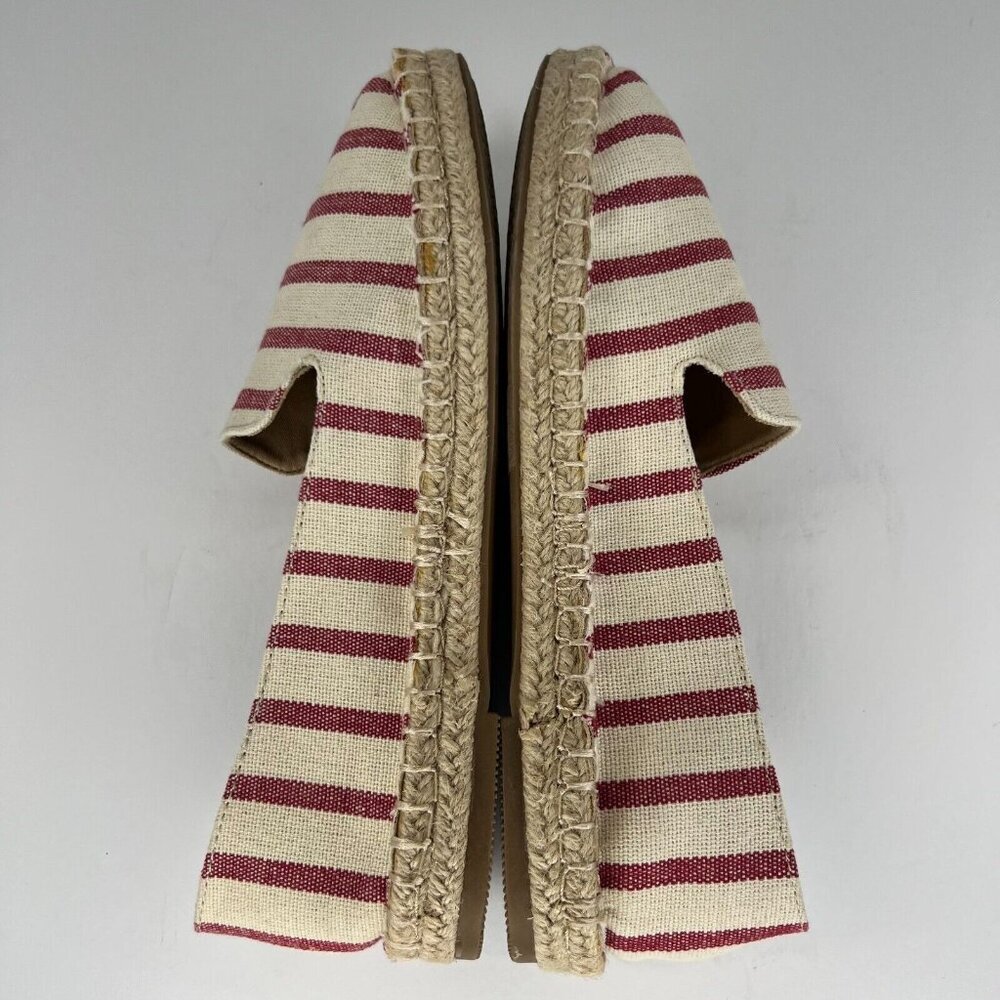 Time and Tru Womens Red Stripe Canvas Espadrille Casual Slip-On Size 7.5 Flats - Picture 6 of 10